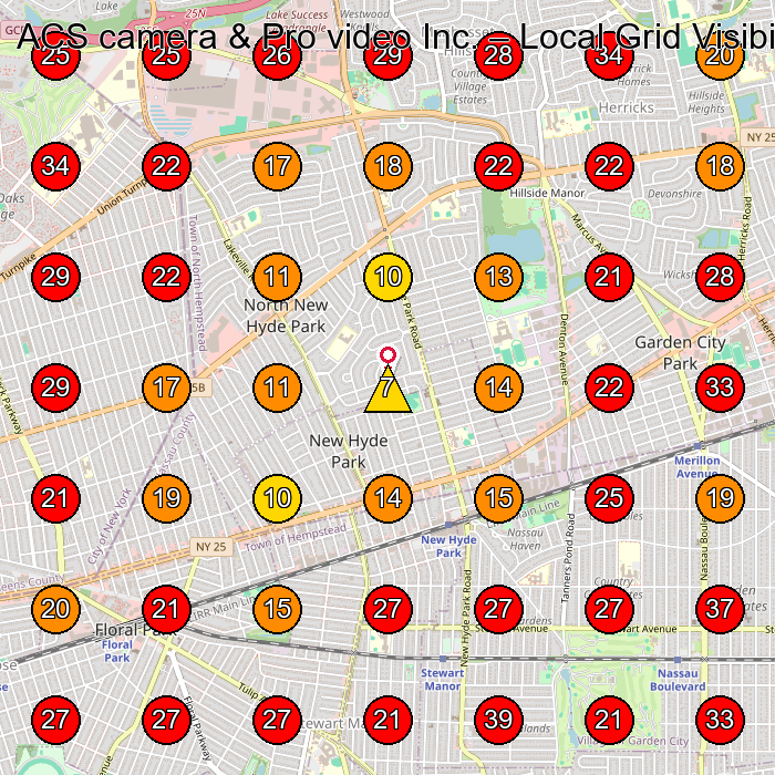 ACS camera & Pro video Inc. GeoGrid visibility map for Lawn Irrigation Equipment Supplier in New Hyde Park